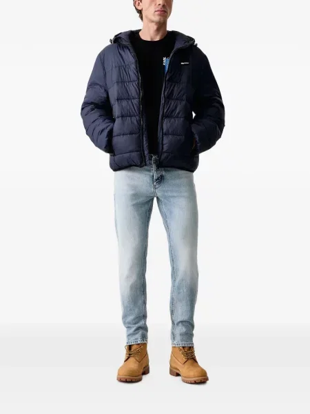 Дънково яке Karl Lagerfeld Jeans с качулка синьо