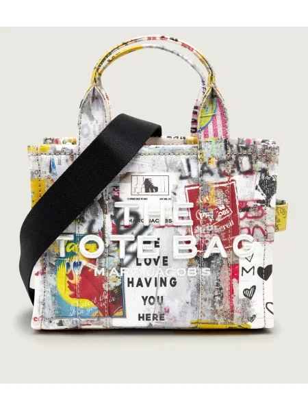 Geantă shopper Marc Jacobs din canvas alb