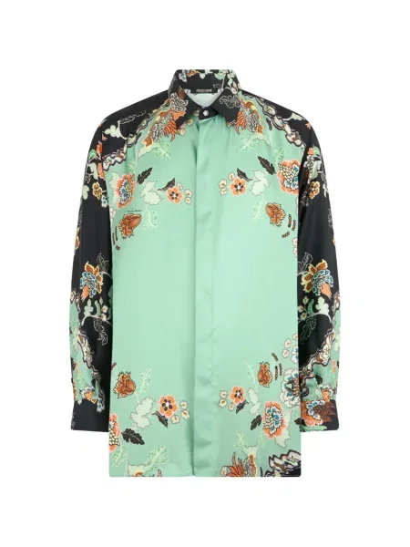 Cămașă Roberto Cavalli cu model floral cu imagine verde
