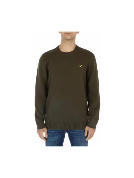 Długi sweter Lyle & Scott z okrągłym dekoltem zielony