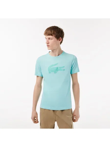 Lacoste męski T-shirt z oddychającego dżerseju SPORT z nadrukiem z logo krokodyla 3D