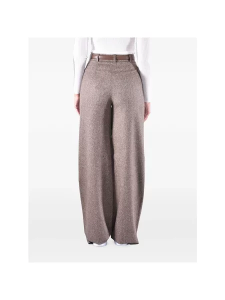Spodnie Max Mara Studio wełniane brązowe