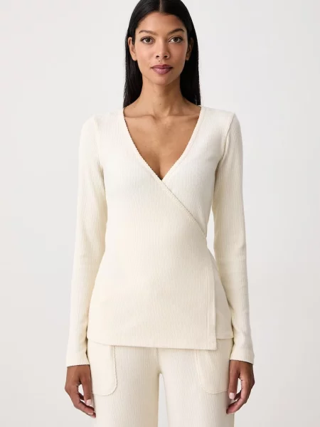 Tricou cu mânecă lungă Emporio Armani Underwear bej