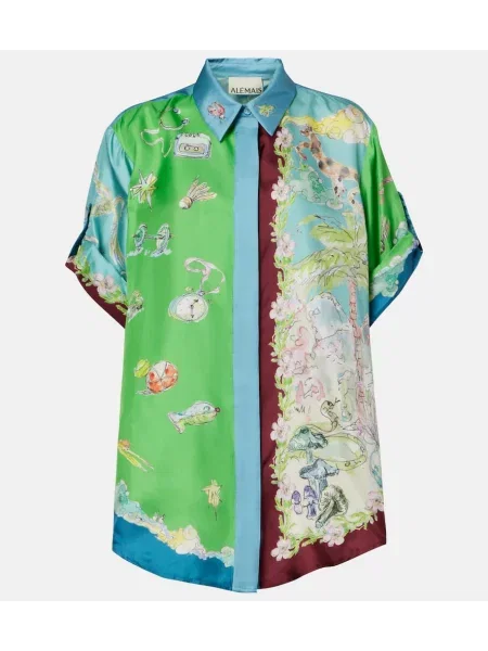 Cămașă Alemais din satin cu imagine