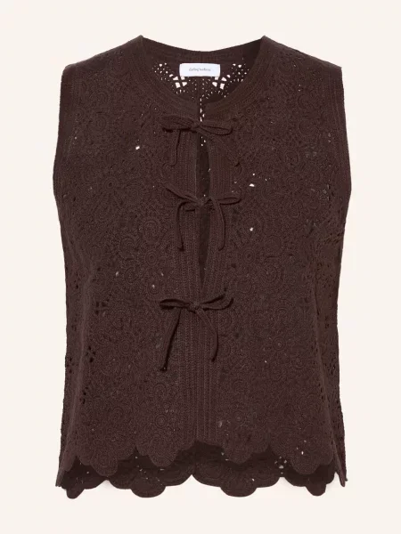 Darling Harbour Háčkovaná Vesta dark brown hnědá