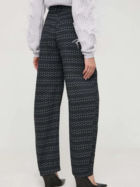 Kalhoty Patrizia Pepe široké high waist černá