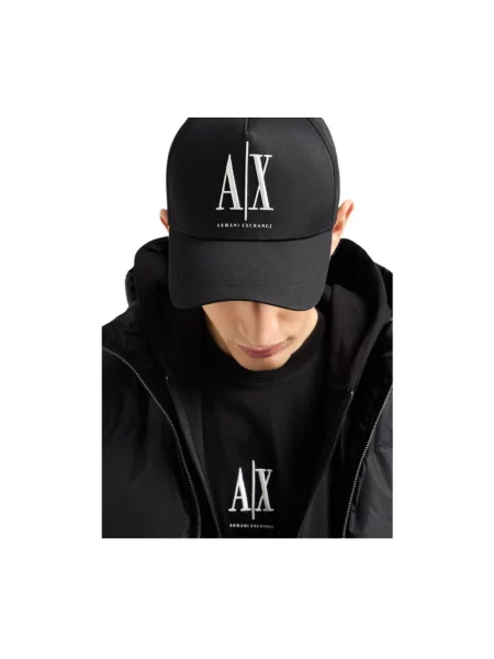 Kapelusz Armani Exchange z logo czarny