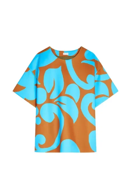 Mała sukienka mini Dries Van Noten w kwiatki garniturowa brązowa