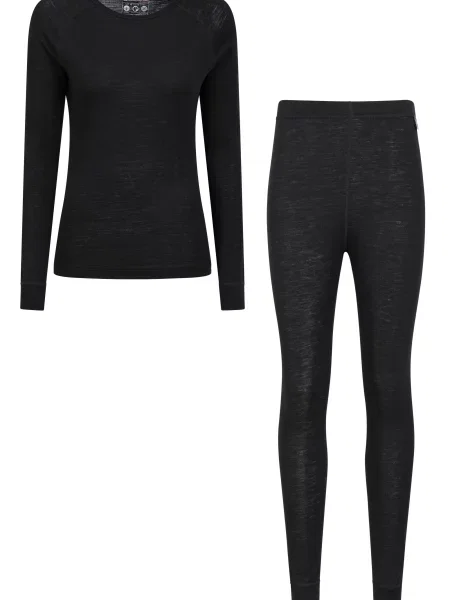 Merino zestaw top i spodnie termoaktywny Black