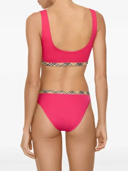 Bikini Burberry în carouri roz