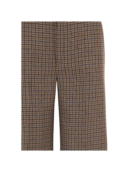 Pantaloni Sa Su Phi de lână în carouri maro