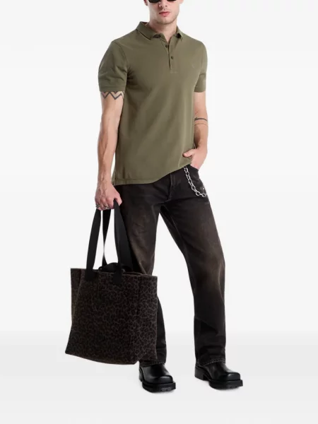 Scurt tricou polo Allsaints cu autograf verde