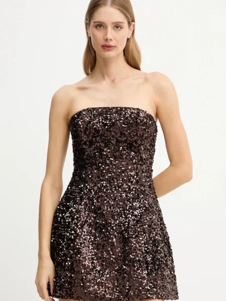 Bardot rochie mini evazați maro