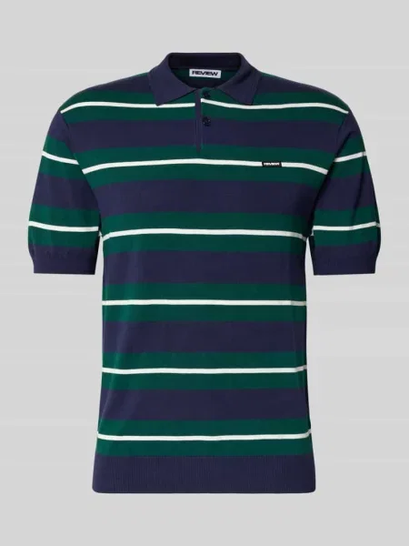Koszulka polo o kroju slim fit z mieszanki Review granatowa