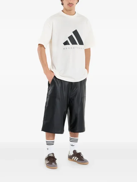 Футбол тениска с дълъг ръкав Adidas на райета мъниста бяло