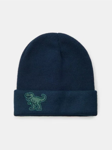 Sinsay Čepice beanie s motivem dinosaura námořnická modrá