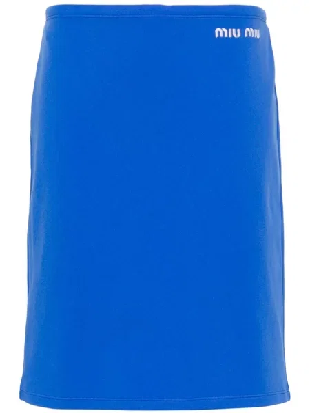 Fustă tip creion Miu Miu cu broderie albastru