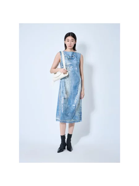 Sukienka midi Acne Studios z nadrukiem niebieska