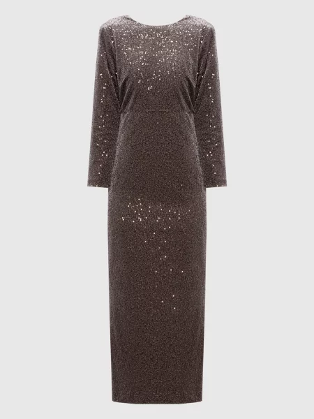 Велюрова сукня міді в паєтки Peserico сіра