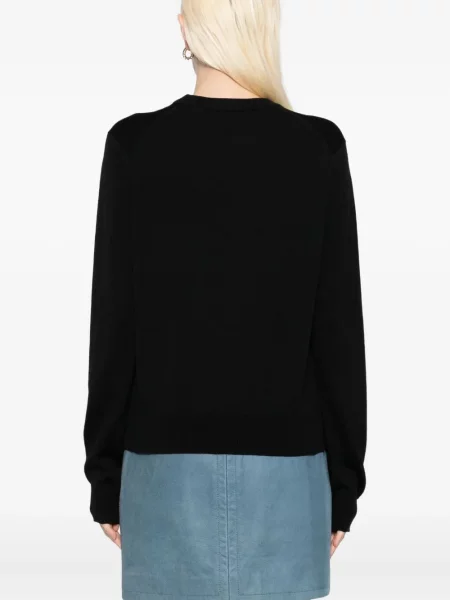 Pulover Maison Kitsune cu broderie negru