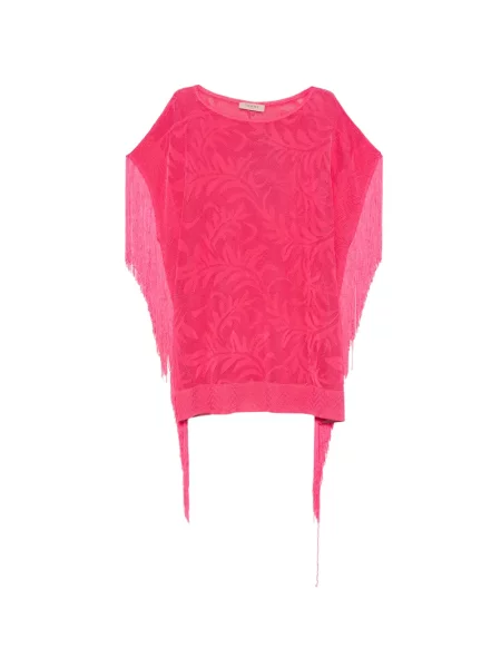 Pulover Twinset cu franjuri plasă roz