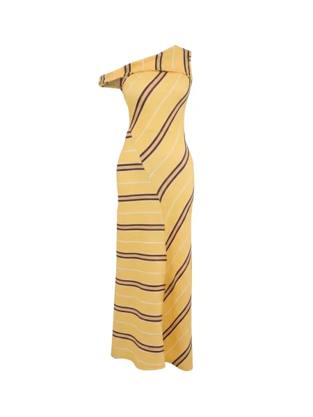 Trendyol Rochie maro deschis / maro închis / galben alb