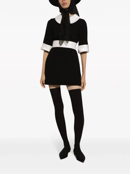 Vilnonis apykaklė suknele Dolce & Gabbana juoda