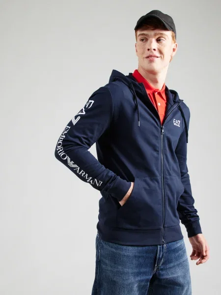 Emporio Armani Tepláková bunda námornícka modrá biela