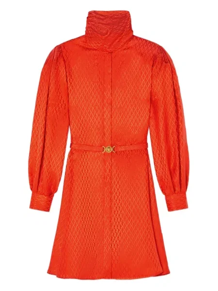 Rochie Versace cu imprimeu geometric de costum roșu