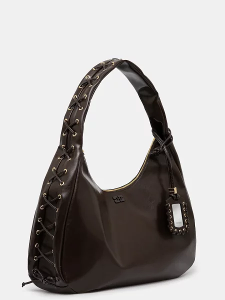 GANNI torba Hobo XXL Crinkle Oleatex brązowy