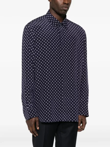 Риза Tom Ford с пейсли десен синьо