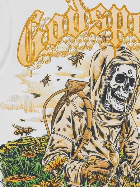Tricou Godspeed cu imagine alb