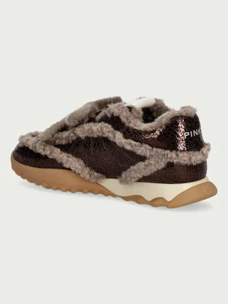 Pinko Gea 02 sneakersy dziecięce skórzane brązowe