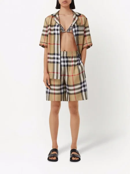 Hedvábná kostkovaná retro košile Burberry