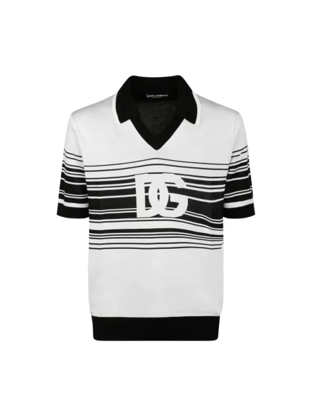Polo Dolce And Gabbana żakardowe w paski białe