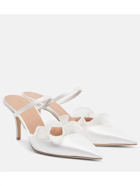 Satenaste mules Malone Souliers z volani bela