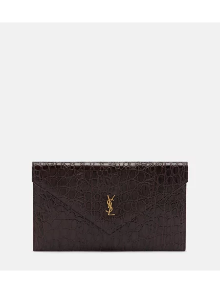 Geantă plic Saint Laurent din piele maro