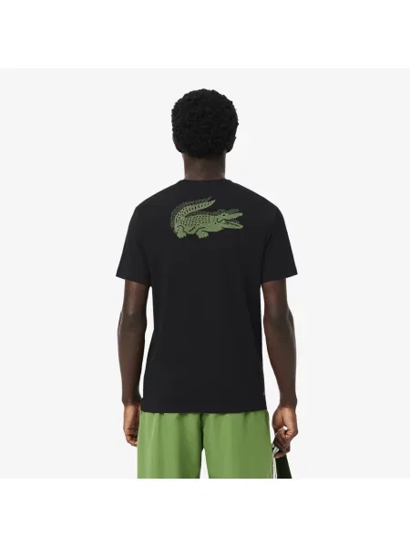 Lacoste Sportowy T-Shirt Z Grafiką Krokodyla Ultra Dry czarny