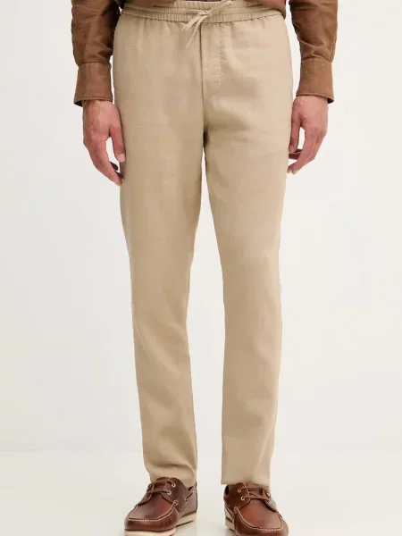 Tommy Hilfiger pantaloni pentru bărbați cu amestec de in bej