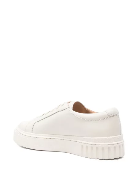 Sneakerși Clarks cu șireturi cu platformă din dantelă alb