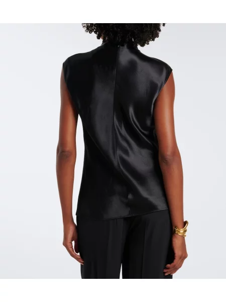 Top Fforme din satin negru
