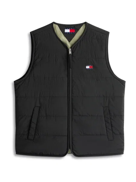 Tommy Jeans Brezrokavnik Heritage rdeča / črna bela