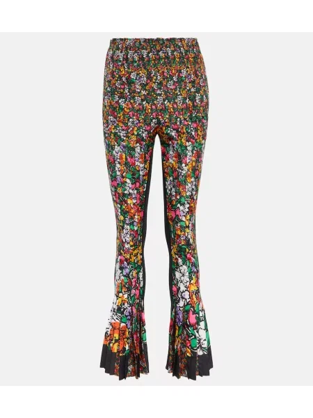 Pantaloni Sacai cu talie înaltă cu model floral