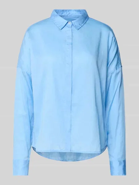 Bluzka o kroju regular fit z krytą listwą guzikową model ‘SANDY’ 0039 Italy błękitna