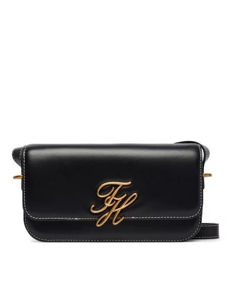 Kabelka Tommy Hilfiger Script Flap Crossover Black Universal černá