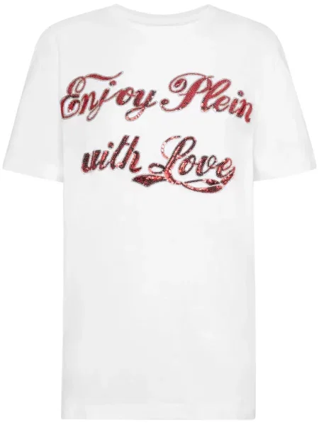 Tricou Philipp Plein cu imagine alb