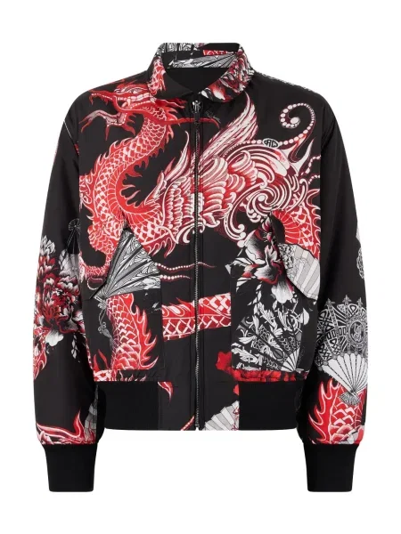 Geacă bomber Roberto Cavalli cu imagine negru