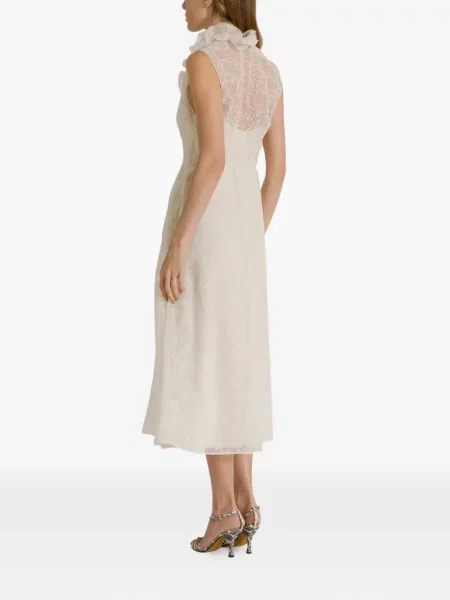 Rochie midi Alberta Ferretti cu volane alb