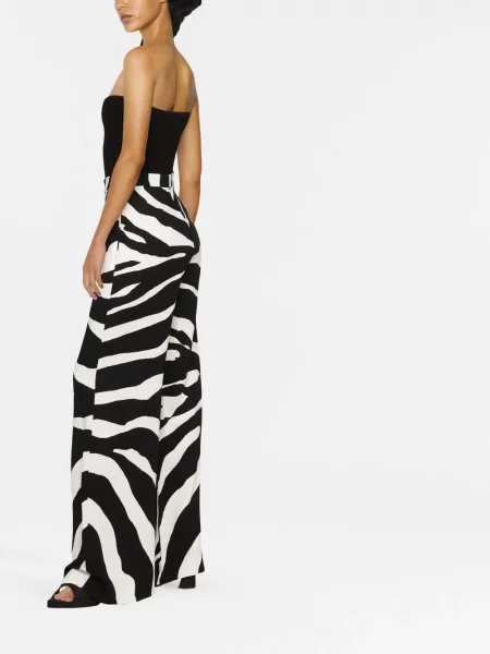 Spodnie Dolce And Gabbana z nadrukiem w zebrę dzwony czarne