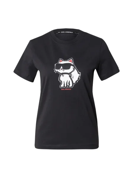 Karl Lagerfeld Tricou roșu rodie / negru alb